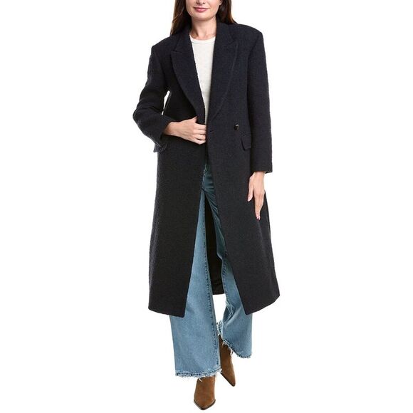 Sandro Jackets & Blazers - Sandro Womens  Boucle Wool & Alpaca-Blend Coat, Blue